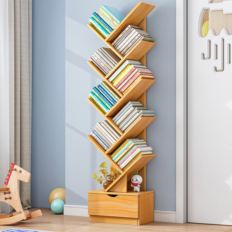 Raft Depozitare Carti in Forma de Copac, 9 Polite, 158 cm, Maro