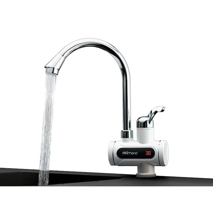 Delimano Robinet Electric Instant, Apă Caldă în 3 Secunde, Afișaj Digital, 60°C