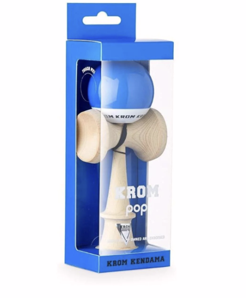 Kendama KROM POP LOL Clear Albastru Închis – Lemn de Fag, Vopsea Sticky KROM LOL, Formă Bunnifer | Model Performanță