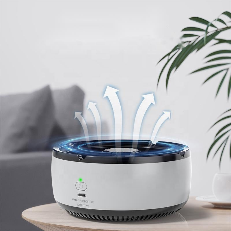 Scrumieră și Purificator de Aer 2-in-1, cu Absorbție Fum și Funcție de Aromaterapie