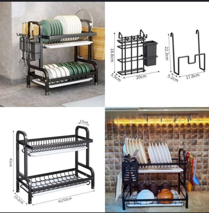 Scurgător Vase 2 Niveluri cu Tavă Detașabilă – Visivo