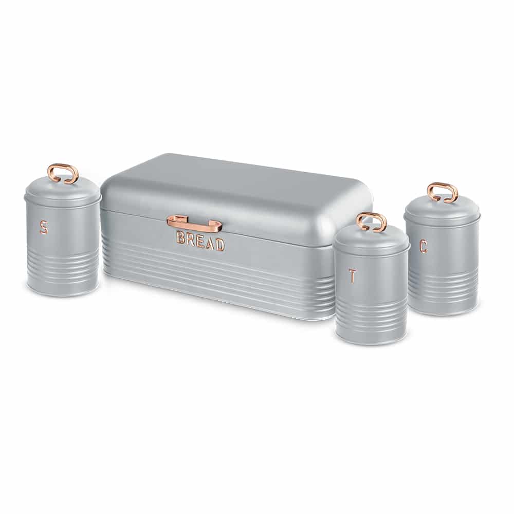 Set Cutie Paine si 3 Recipiente Berlinger Haus Moonlight Edition, Inox, 42.5 cm, Gri cu Rose Gold, BH-6755