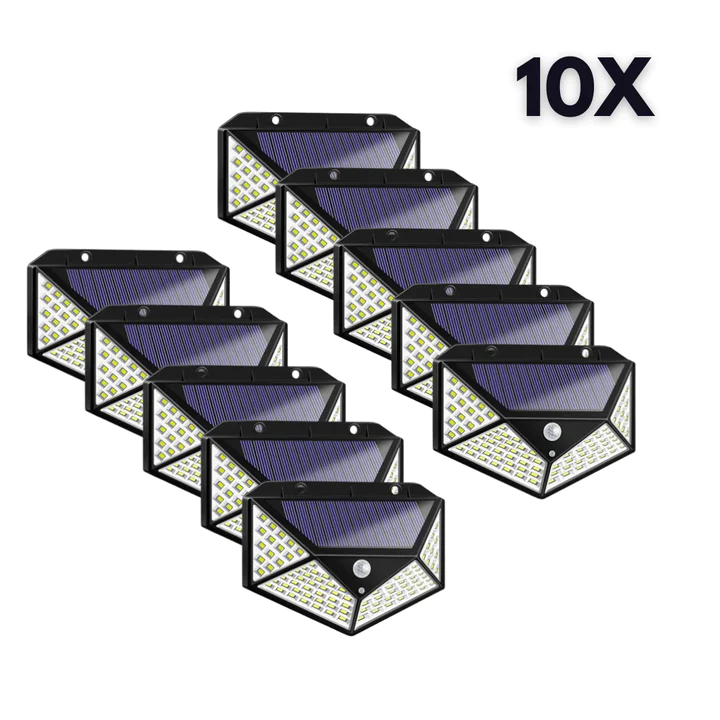 Set 10 Lampi Solare 100 LED cu Senzor de Miscare pentru Exterior