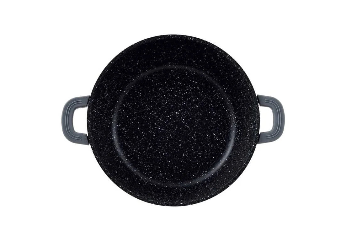 Set 10 Vase de Gătit Cheffinger, Aluminiu Turnat, Acoperire Marmurată Antiaderentă, Capace Sticlă, Compatibil Inducție Gaz Electric Ceramic