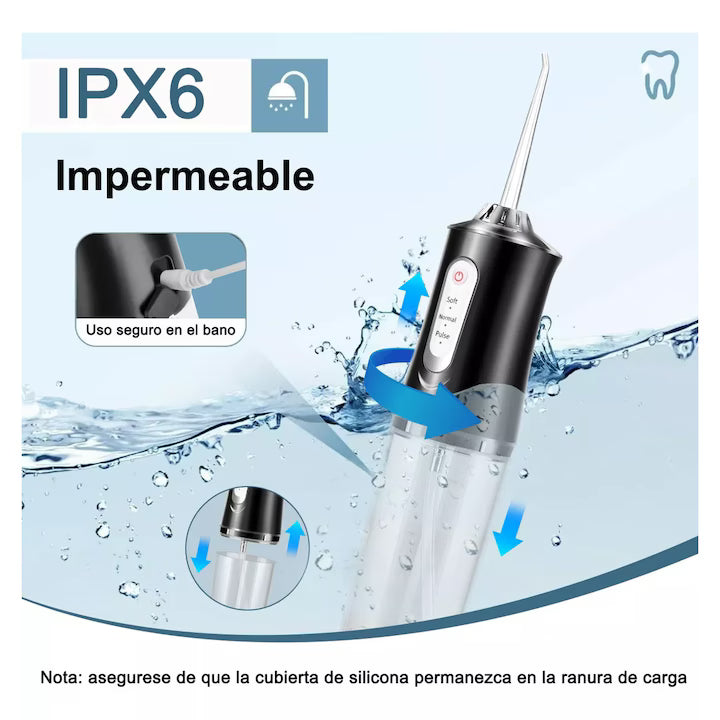 Irigator Oral Electric Portabil 220 ml, 3 Moduri, 4 Capete, 3000 Puls/min, Reîncărcabil USB