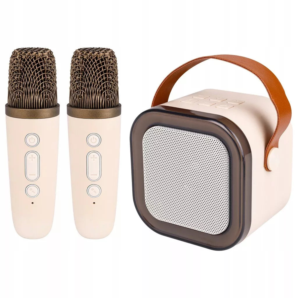 Set karaoke cu boxă și 2 microfoane, iluminare RGB, Bluetooth 5.3, baterie 500mAh