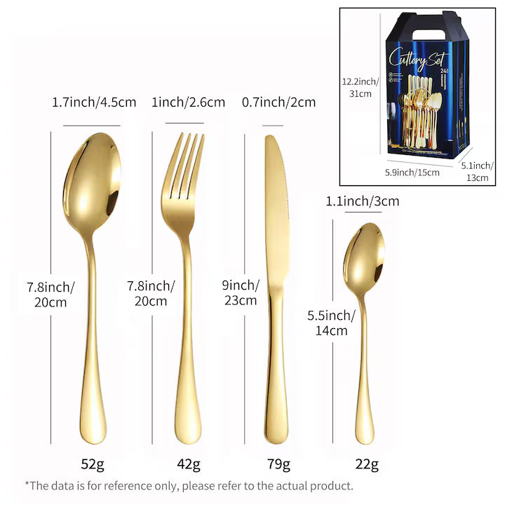 Set tacâmuri 24 piese PHIKER, oțel inoxidabil, finisaj auriu și negru