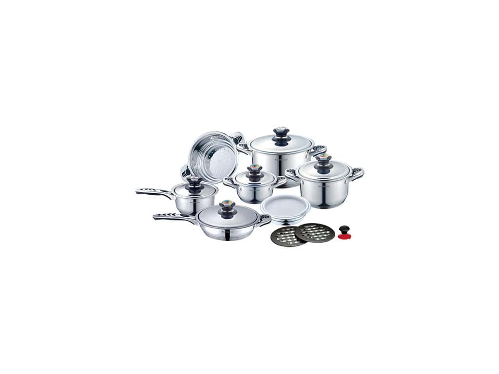 Set Oale și Tigaie Inox 16 Piese Royalty Line – Bază în 9 Straturi, Compatibil Inducție