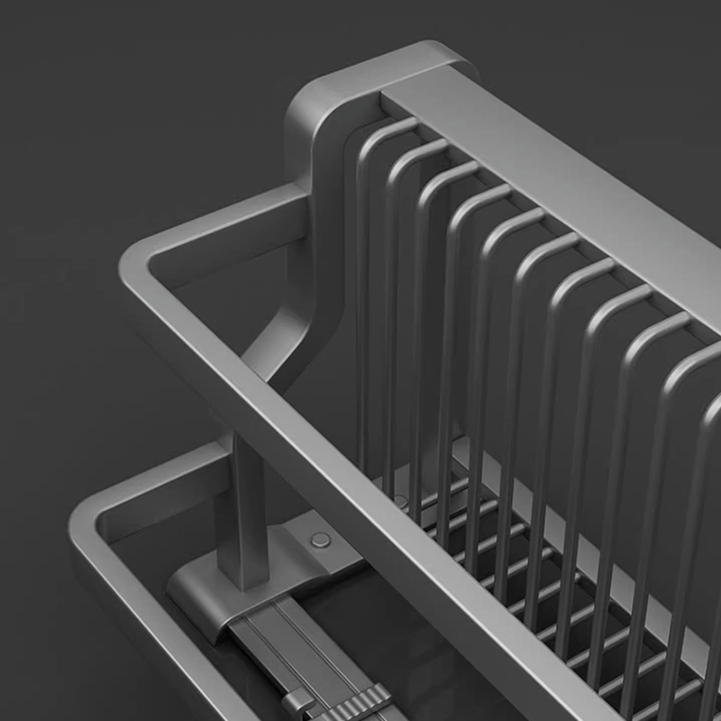 Suport Prosoape Baie Pliabil, Aluminiu, 2 Niveluri, Bara si Carlige, Montare Adeziva