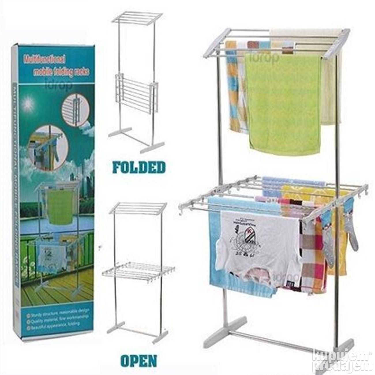 Uscător de Rufe Pliabil și Multifuncțional, Mobil, 62x24x130cm