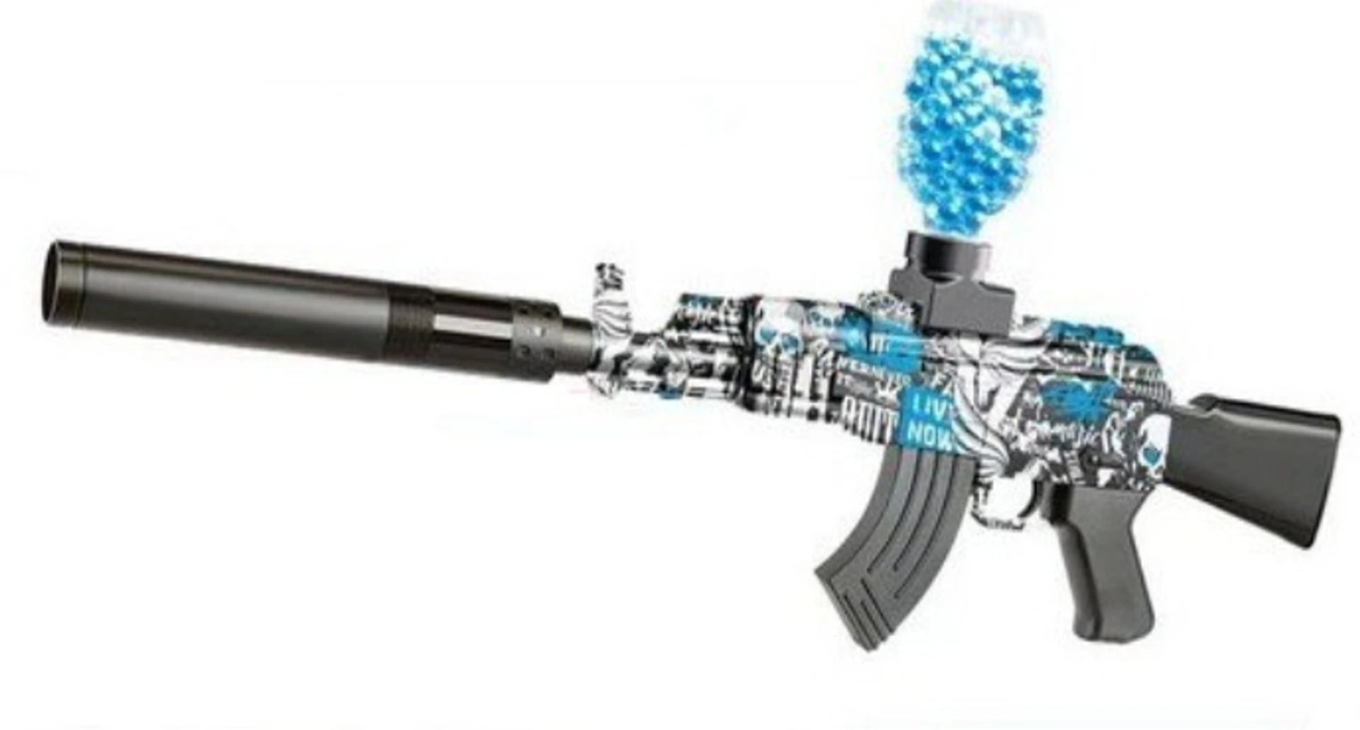 Pusca Automata AK47 cu Bile Gel Hidrostatice, Tragere Automată, 5000 Bile Gel, Baterie Reîncărcabilă USB, Ochelari Protecție, Outdoor Copii și Adulți