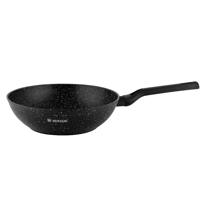Tigaie Wok Herzog HR-2616 – 28 cm | Acoperire cu marmură antiaderentă premium, compatibilă cu inducție