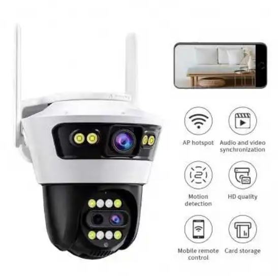Camera Supraveghere Duală INNOVA X-TRAK 6MP, WiFi/LAN, PTZ 360°, Viziune Nocturnă, Senzor Mișcare, IP66, Live pe Telefon