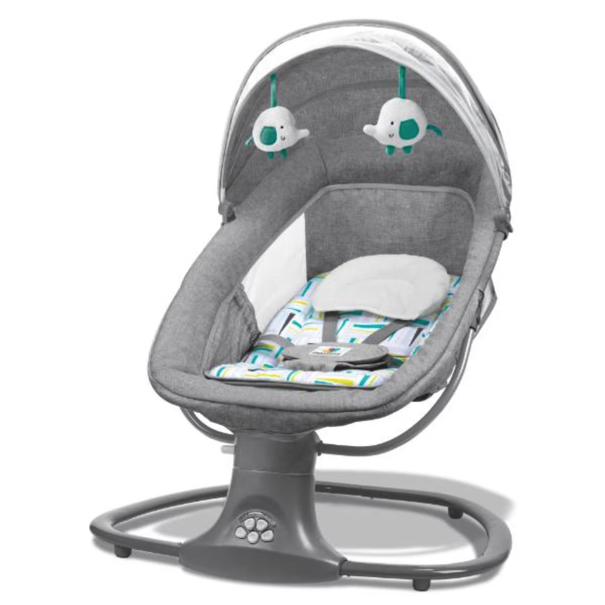 Balansoar copii 3 in 1, Electric, cu Plasa Tantari, Perna Detasabila, Jucarii, USB, Bluetooth