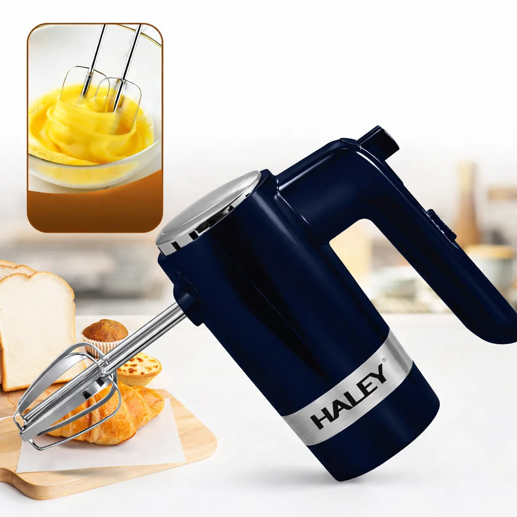 Mixer de Mână HALEY 500W, 5 Viteze, cu Teluri și Cârlige pentru Aluat, Silențios, Design Inox, Compact și Puternic