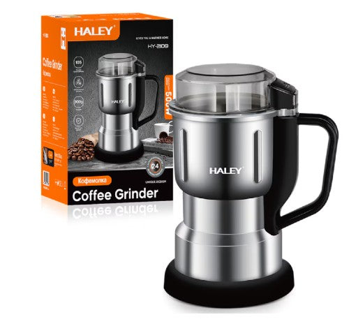 Râșniță Electrică Cafea HALEY HY-2109, 500W, 300g, Lame Inox, Rapidă și Uniformă, pentru Uz Casnic și Comercial