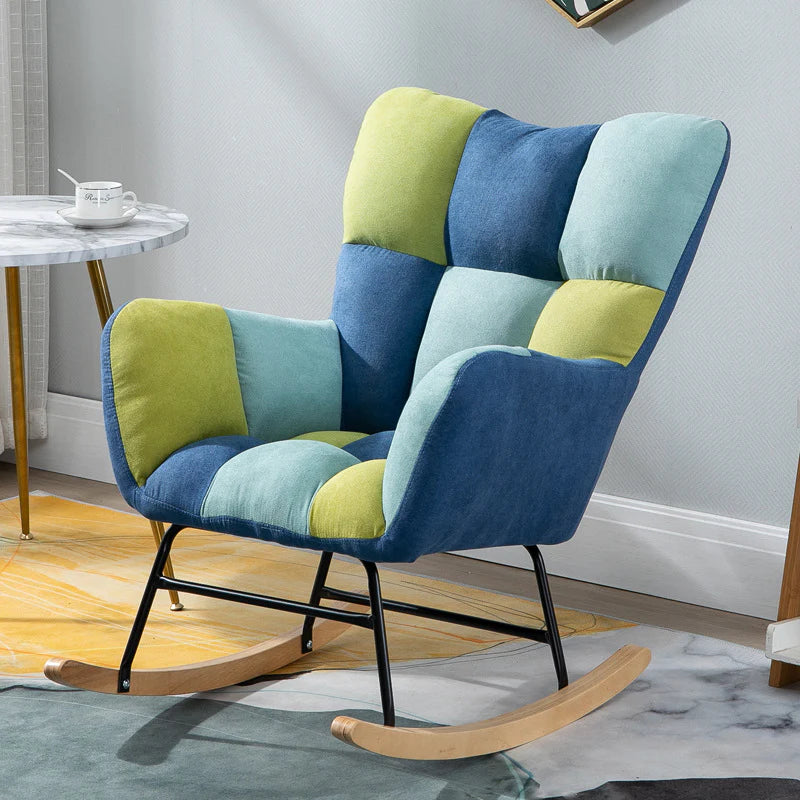 Fotoliu tip balansoar 55x75x82 cm , material catifelat si structura metalica