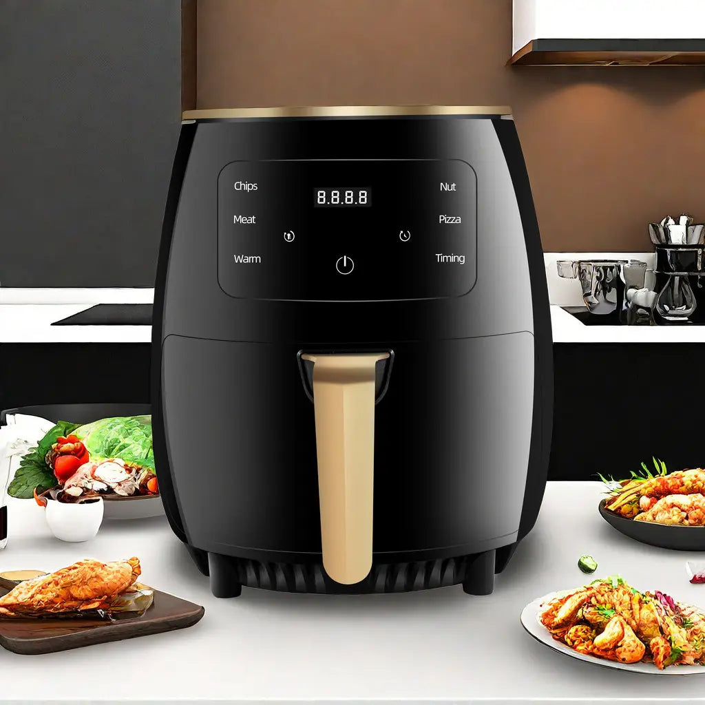 Friteuza cu aer cald 6L, S-18 Air Fryer, 2400W, afisaj digital, LCD Touch control