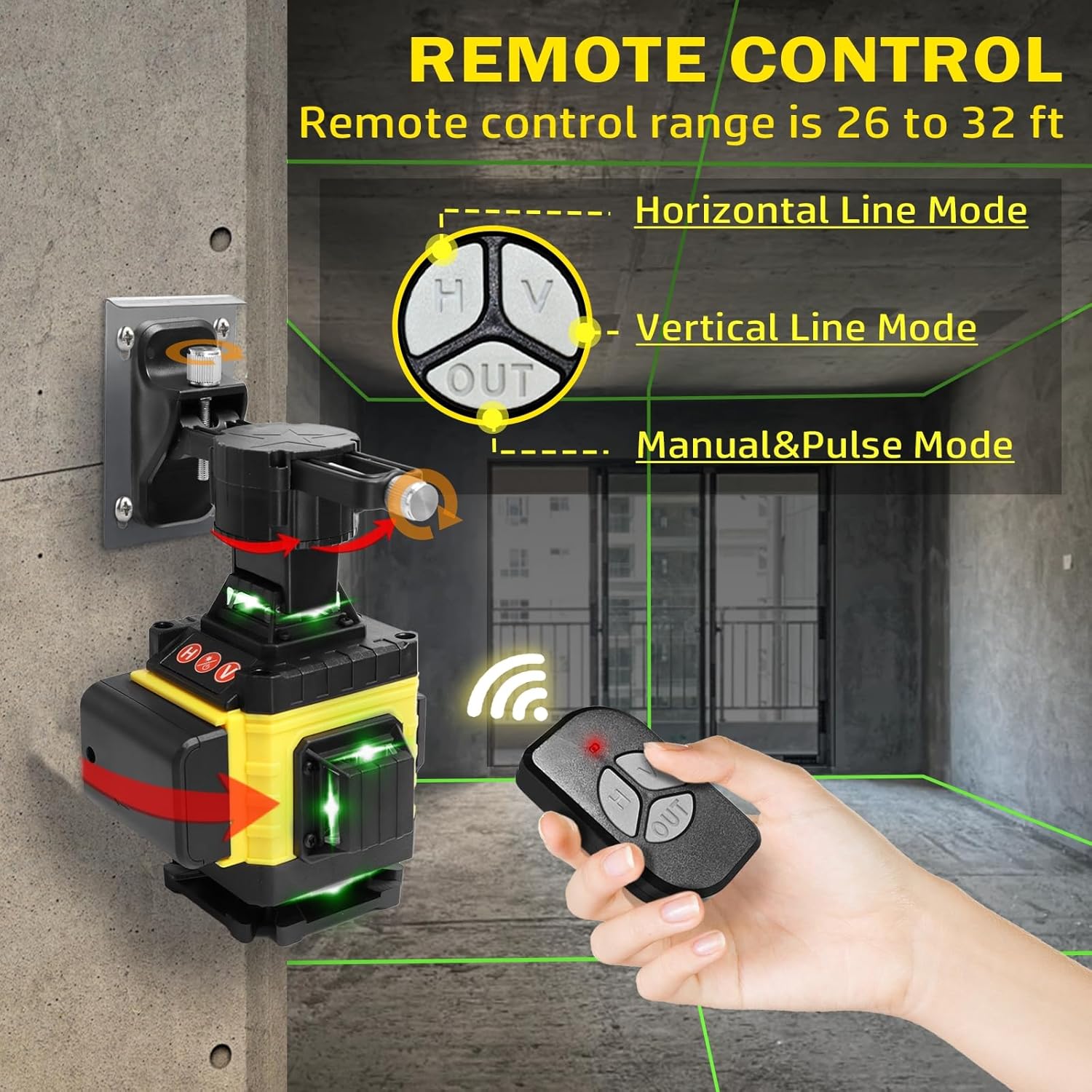 Nivel Laser 4D Profesional, 16 Linii, IP54, Telecomanda Inclusa, Raza 25m, Autonivelare