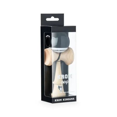 Kendama KROM POP Chrome LOL Clear Negru – rubber Finish, Formă Bunnifer, Lemn de Fag | Model Performanță