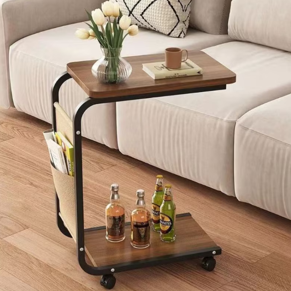 Masuta Tip C, 2 niveluri , cu roti, pentru living Design nordic