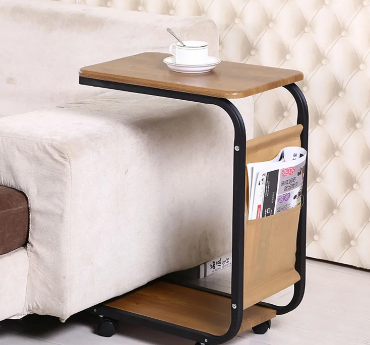 Masuta Tip C, 2 niveluri , cu roti, pentru living Design nordic