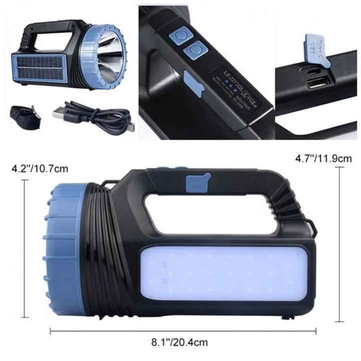 Lanternă Profesională LED Putere 400W, 1000 Lumeni,, Reîncărcabilă Acumulator 2400 mAh, Încărcare USB, Rezistentă la Șocuri