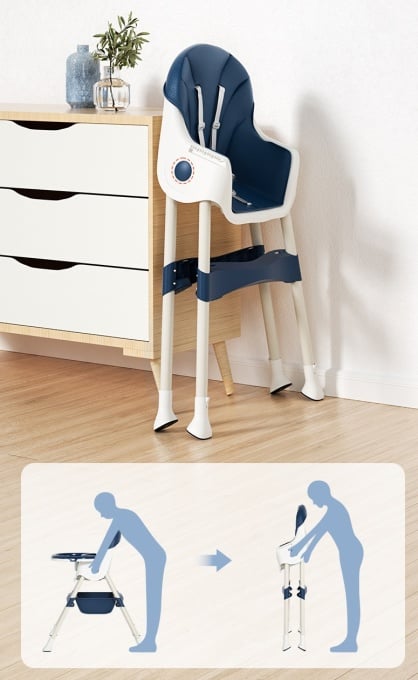 Scaun de Masă Multifuncțional 2 în 1 pentru Copii, Reglabil, Tavă Detașabilă, Max 50kg