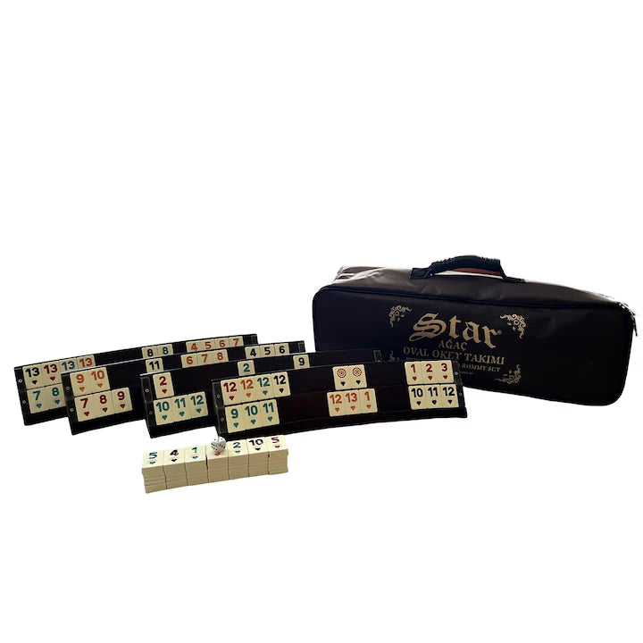 Joc Rummy Lemn Masiv 100% Realizat Manual, Model Premium Semirotund