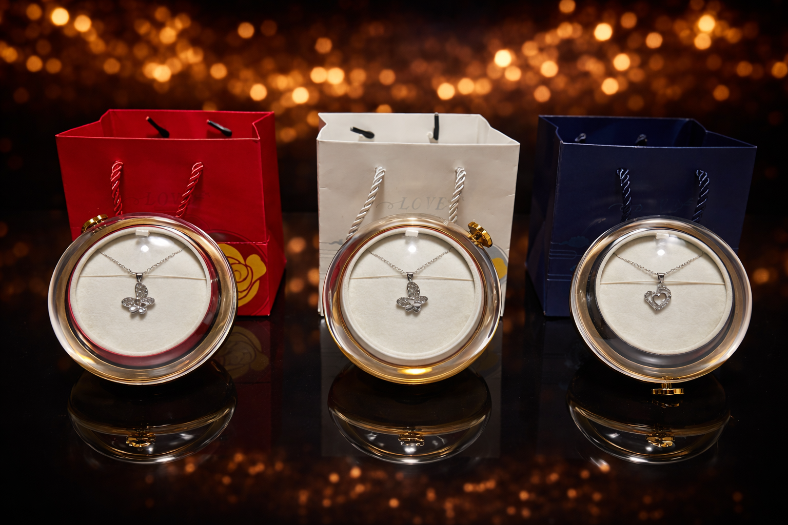 Golden Love Collection – Cutie cadou cu trandafir rotativ și lănțișor ascuns