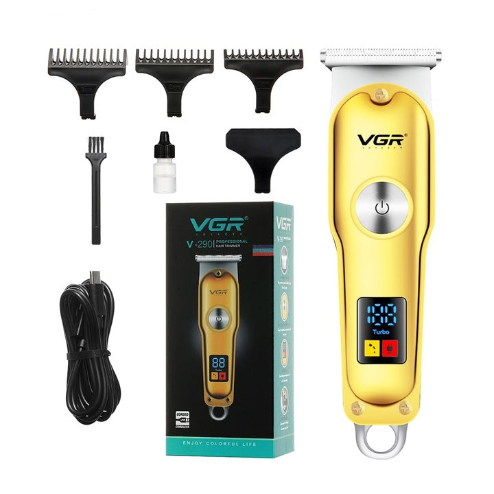 Aparat de Contur VGR V-290, Autonomie 120 Min, Display Digital, 2 Viteze, USB, 3 Piepteni, Gold Chrome