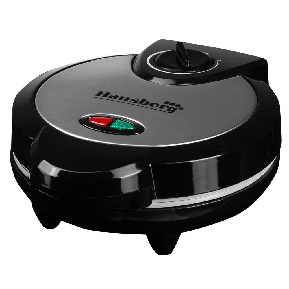 Aparat waffe Hausberg, 1300 W, 4 compartimente, carcasa din Inox, Negru