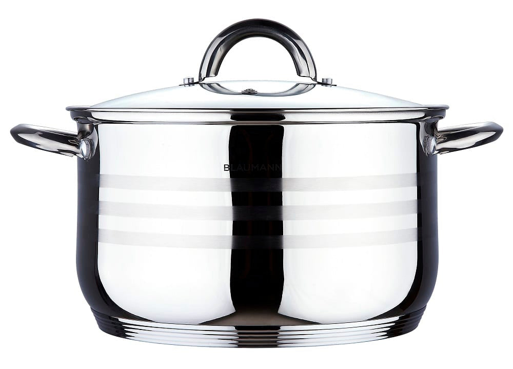 Cratiță din inox Blaumann BL-1007A cu capac din sticlă – Ø18×13 cm, 3,2 L