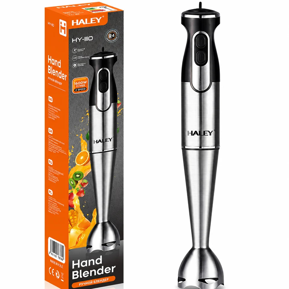 Blender Vertical HALEY HY-1110, 1600W, 2 Viteze, Motor DC, Lame din Inox, Protecție Anti-Stropire