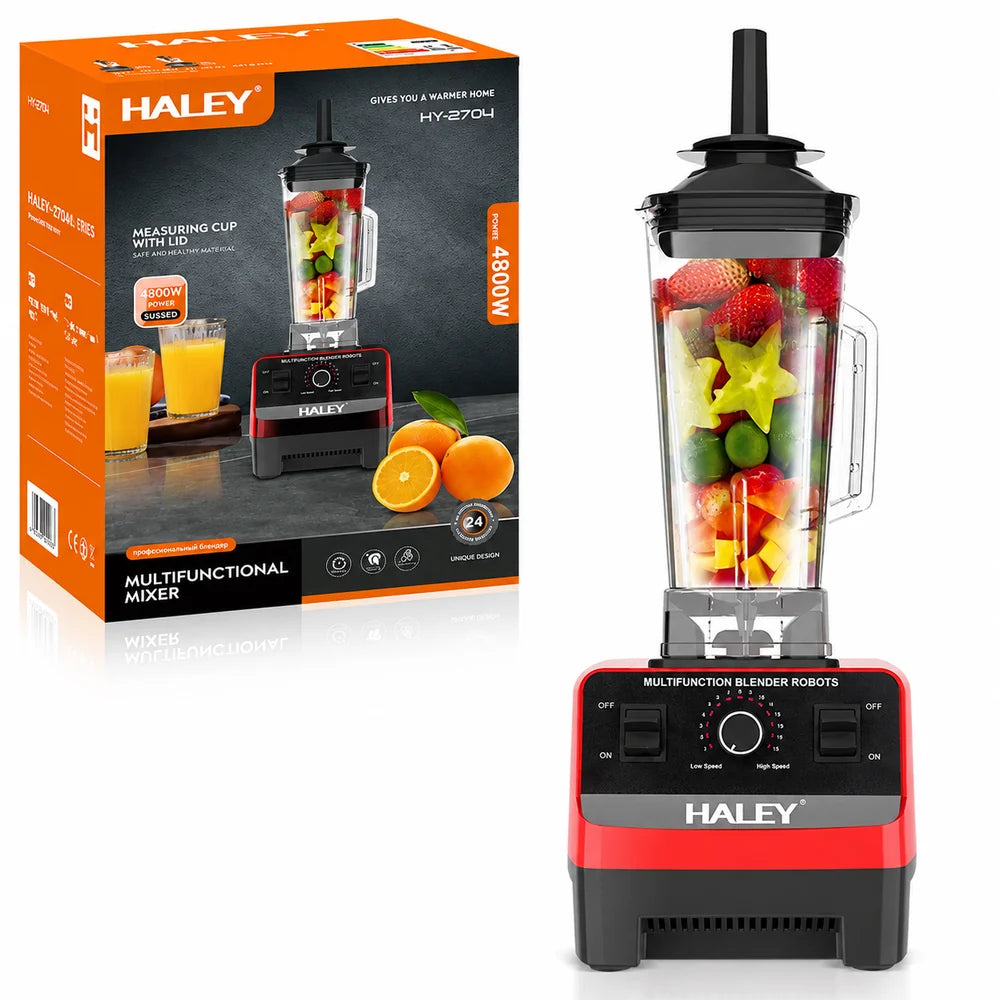 Blender Multifuncțional HALEY HY-2704, 4800W, 15 Viteze + Pulse, Vas 2.5L, Lame Inox, Zdrobire Gheață