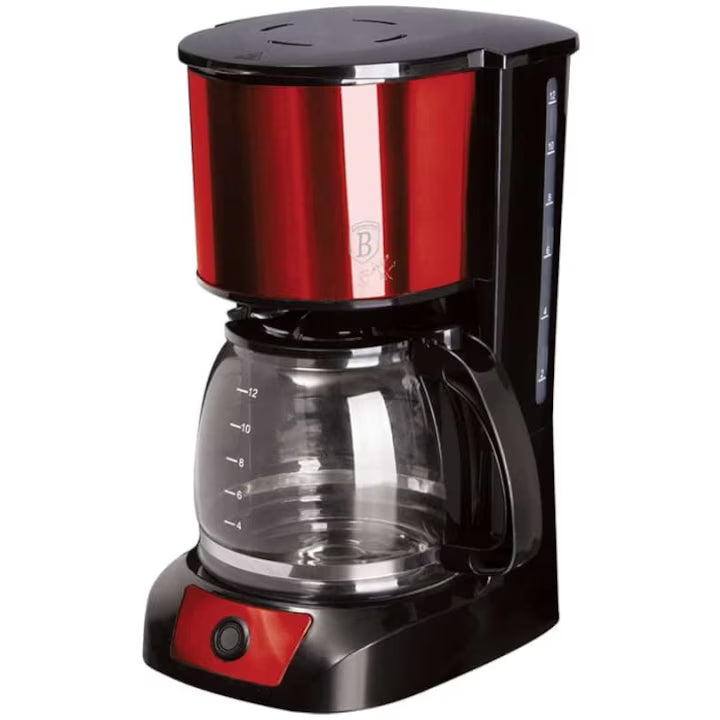 Cafetiera Berlinger Haus, 800W, Capacitate 1.5L, Filtru Permanent, Functie Anti-Picurare, Oprire Automata, Rosu