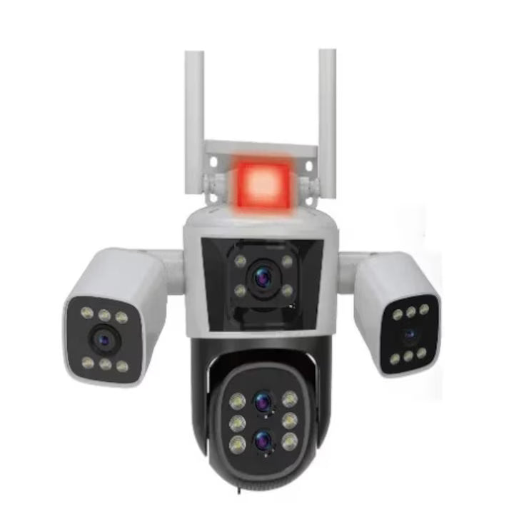 Camera supraveghere Tripla 4K HD, 360°, 4 Lentile, Wi-Fi, IP66, Detectie Miscare Andowl