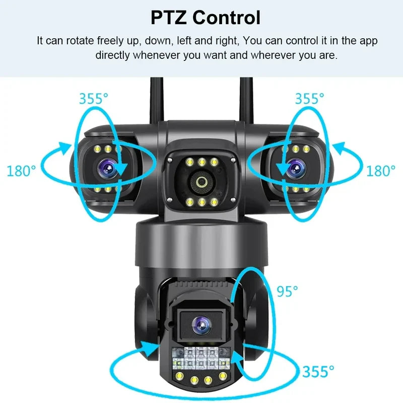 Cameră supraveghere 4G 12MP PTZ Ultra HD 8K Zoom 10X, 3 lentile