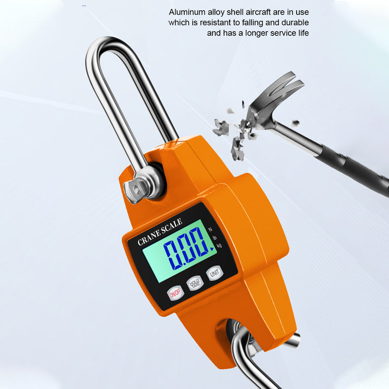 Cântar Digital cu Cârlig, 300 kg, Rezistent la apa,Portabil, Corp din Aluminiu și Ecran Iluminat