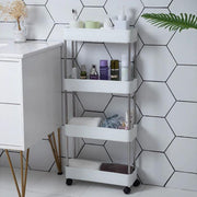 Etajera Mobila Ingusta, Carucior de Depozitare Modular cu 4 Polite pentru Baie si Bucatarie