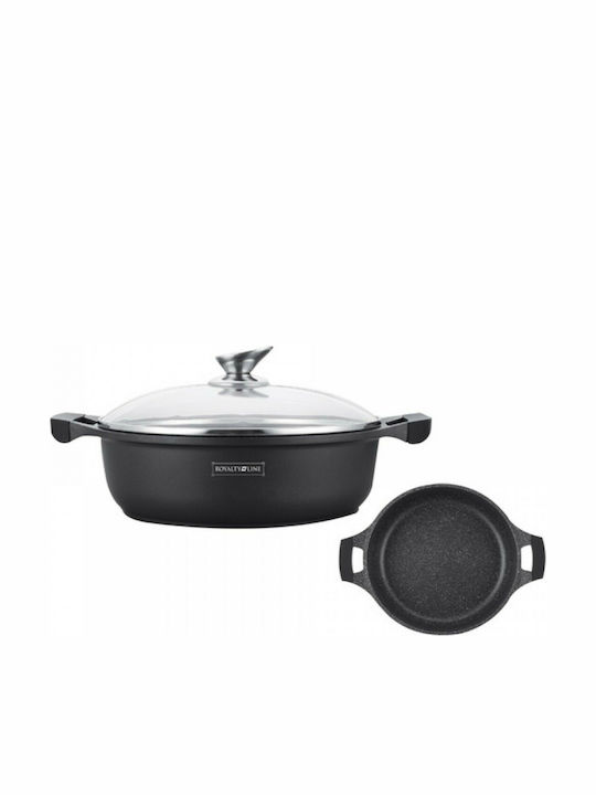 Cratiță Mare Royalty Line, 34 cm, 7 L, Aluminiu cu Strat Antiaderent Marmorat, Mânere din Silicon, Compatibilă cu Inducție