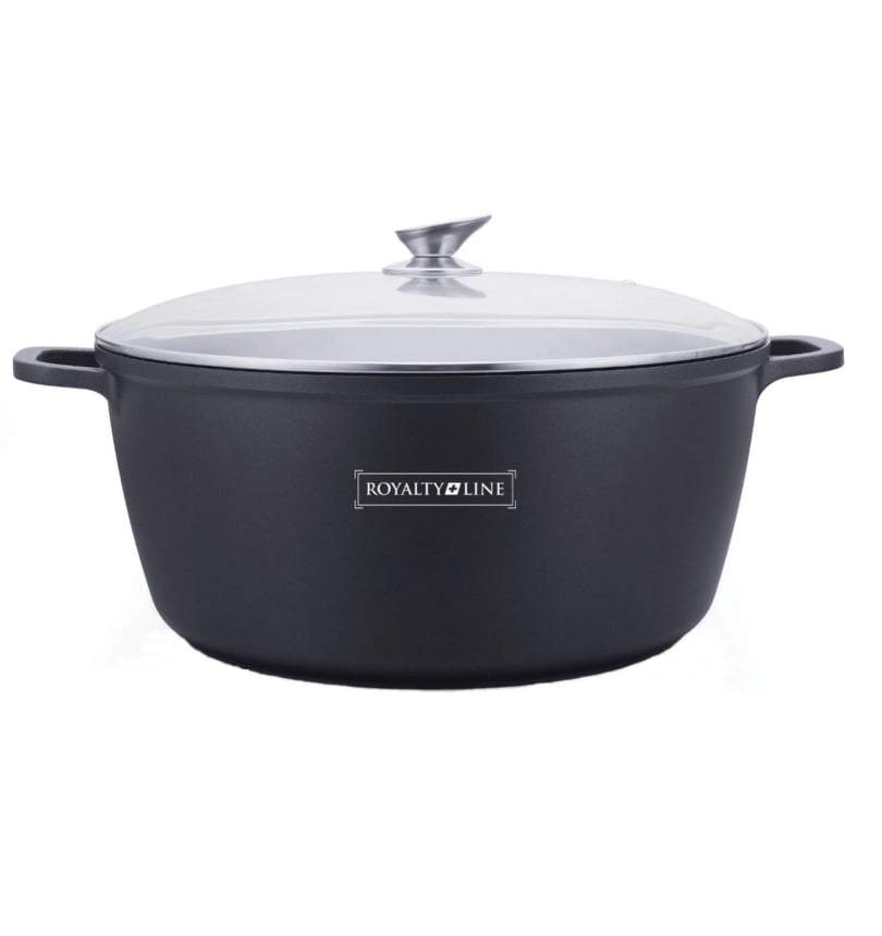 Cratiță cu Interior Marmorat și Capac Royalty Line , 36 cm, 14 L – Aluminiu Turnat, Antiaderentă, Eco-Friendly