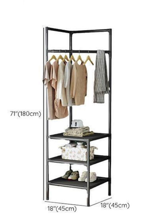 Dulap Deschis / Stand de Haine cu 3 Niveluri, Cadru Metalic, 180x45x45 cm