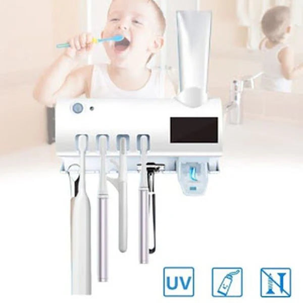 Dozator Pastă de Dinți Multifuncțional cu Sterilizator UV pentru Periuțe – Premium