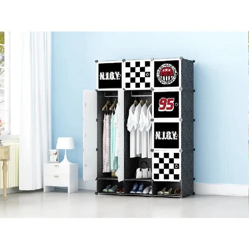 Dulap Modular pentru Copii cu 15 Compartimente, 110 x 47 x 163 cm, Plastic Rezistent, Cadru Metalic
