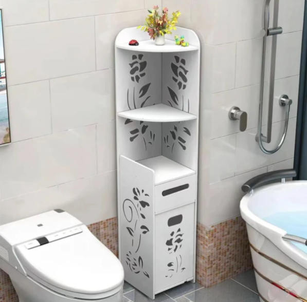 Dulap Vertical de Colt pentru Baie, Depozitare Ingusta, 100 x 24 x 24 cm, Alb