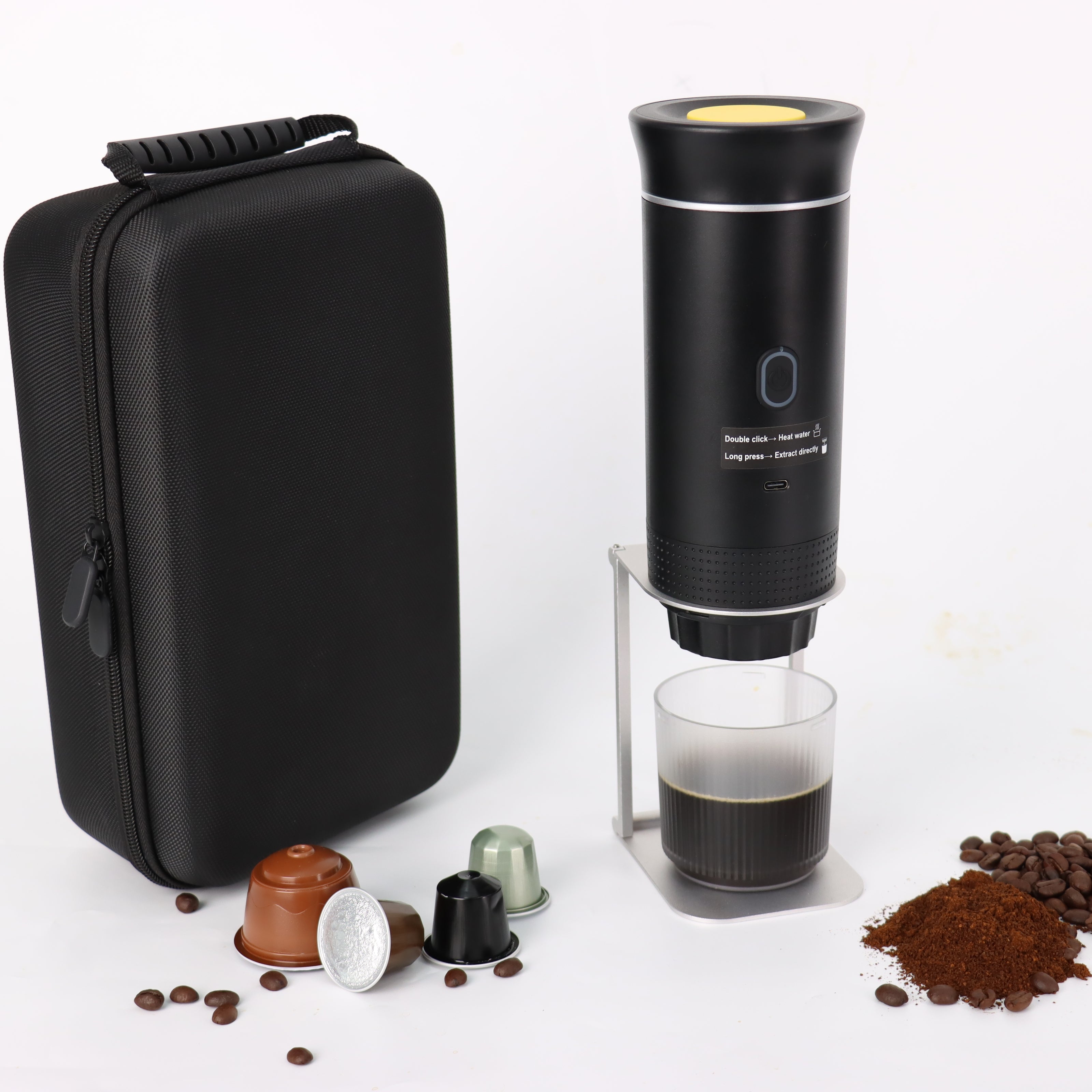 Espressor Portabil 3 in 1, 20 Bari, Autoincalzire, Reincarcabil USB