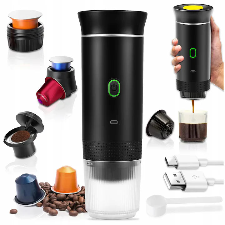 Espressor Portabil 3 in 1, 20 Bari, Autoincalzire, Reincarcabil USB