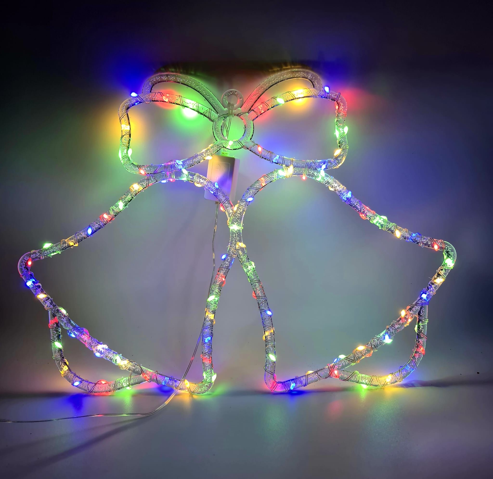 Figurină LED Clopoțel Multicolor, 32–46 cm, Decorațiune de Crăciun pentru Interior & Exterior Protejat