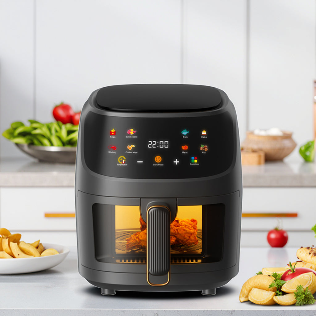 Friteuza cu Aer Cald Air Fryer 8L, 2400W, Afisaj Digital Color, Touch Control, Inox